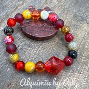 Crazy lace Agate/Laguna Agate and amethyst beaded bohemian bracelet